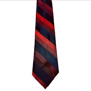 Bronzini Men’s Tie Striped Red Black Polyester Necktie Classic Vintage